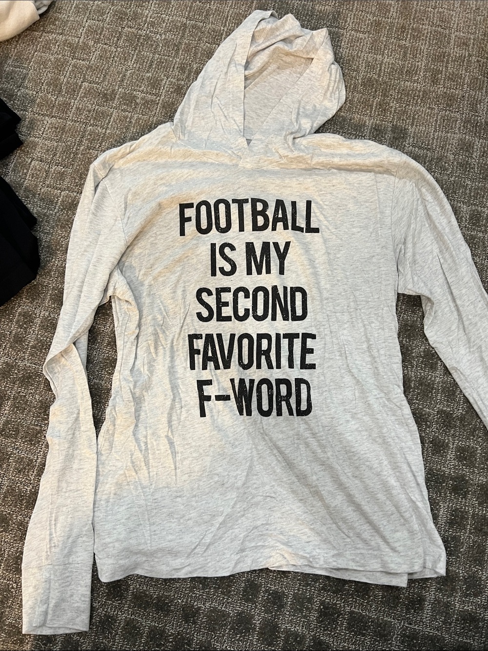 LG Light Gray Hoodie Tee with Black Graphic